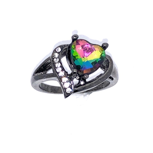 Jewelry - Mystic Heart Shaped Rainbow Topaz Ring 10KT